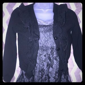 Nine West Cardigan Sweater W/Ruffle Detail